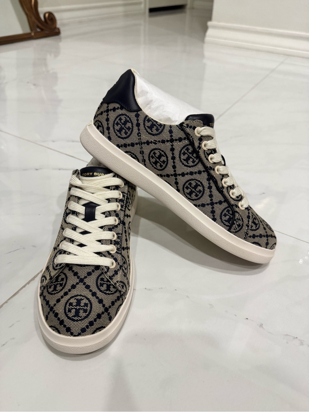 Tory Burch Monogram Canvas Low-Top Sneakers